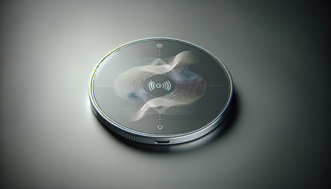 Native Union Qi Wireless Charging Pad charging smartphone on modern desk