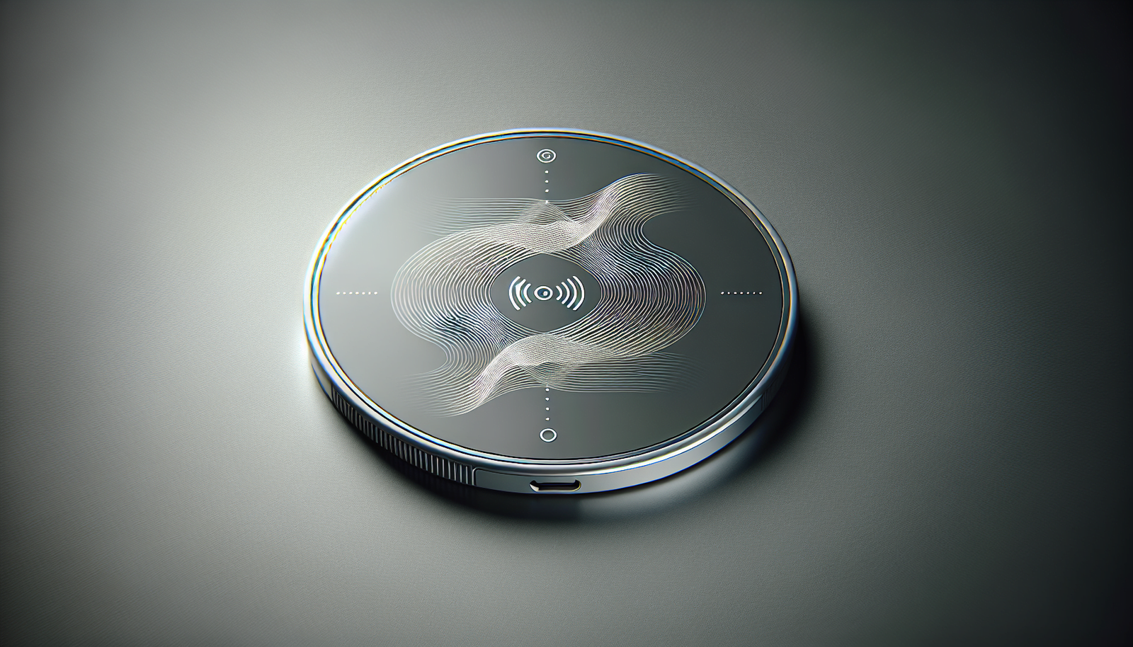 Native Union Qi Wireless Charging Pad charging smartphone on modern desk