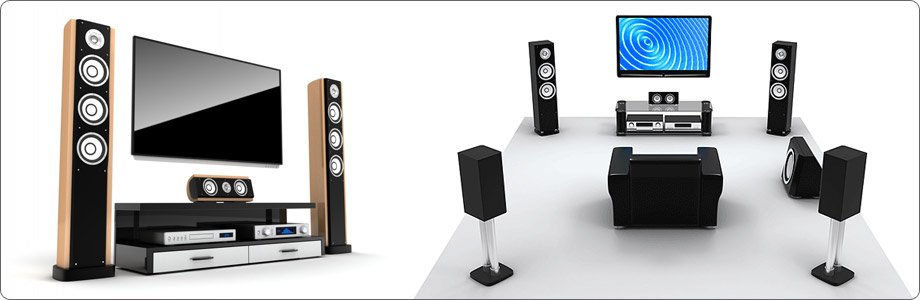 Wireless home theater system setup with surround sound speakers and wireless connectivity for seamless entertainment.