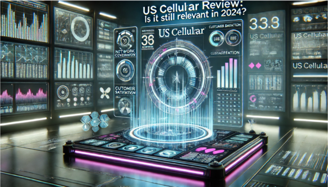 US Cellular Review Is It Still Relevant in 2024 Futuristic Sci-Fi 3D Illustration Futuristic sci-fi 3D illustration featuring a digital dashboard evaluating US Cellular's mobile services, with holographic displays showing network coverage, customer satisfaction, and service options in a high-tech environment
